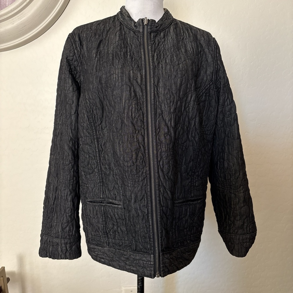 Reversible  quilted women’s Chic Leopard Print  other side dark gray Jacket. XL - Picture 3 of 6
